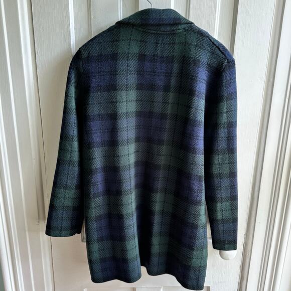 J Crew Sophie Black Watch Plaid Sweater Blazer In Navy Black - Picture 6 of 8